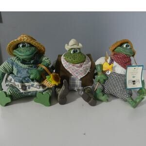 Russ Berrie Country Folks Tadpole Lot of 3 Shelf Sitters Vintage Collectible
